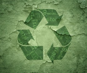 Green Background Green Recycle Symbol Stock Photo