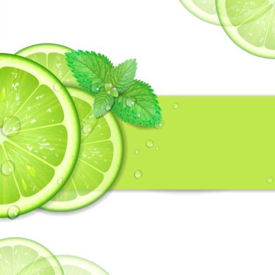 Green Lemon wiht water drop vector