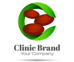 Green clinic brand logo design vector