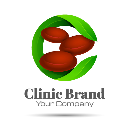 Green clinic brand logo design vector