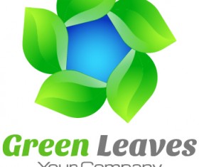 Green leaves round logo design vector