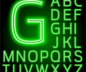 Green neon alphabet vector material