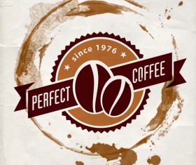 Grunge coffee labels vintage vector set 02