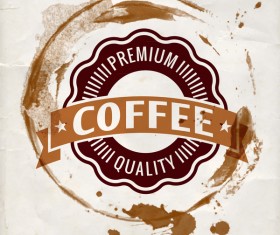 Grunge coffee labels vintage vector set 05