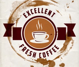 Grunge coffee labels vintage vector set 06