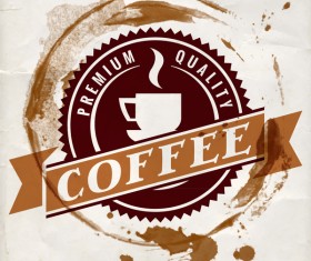 Grunge coffee labels vintage vector set 07