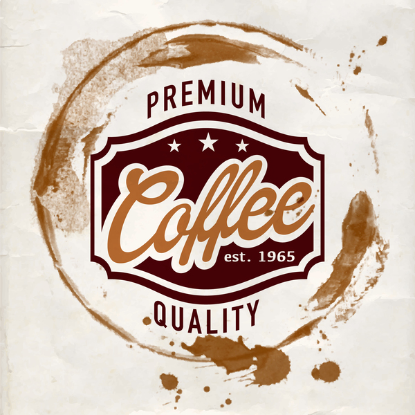 Grunge coffee labels vintage vector set 08