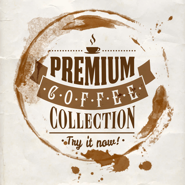 Grunge coffee labels vintage vector set 11