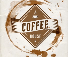 Grunge coffee labels vintage vector set 13