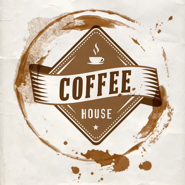 Grunge coffee labels vintage vector set 13