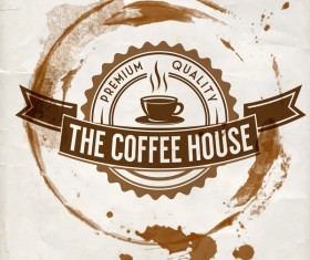 Grunge coffee labels vintage vector set 14