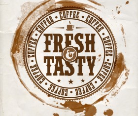 Grunge coffee labels vintage vector set 15