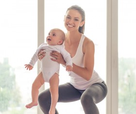 HD picture And the baby with yoga exercise young mother 01