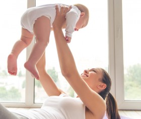 HD picture And the baby with yoga exercise young mother 04