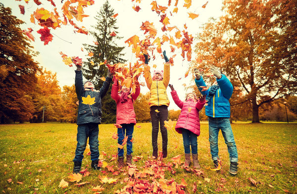 HD picture Happy children playing autumn leaves 01
