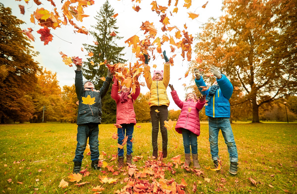 HD picture Happy children playing autumn leaves 07