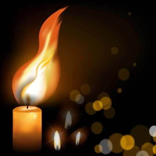 Halation background with fire candle vector 01