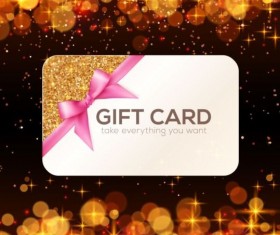 Halation background with gift card and pink bow vector