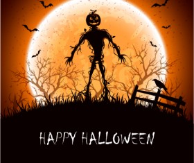 Halloween night with monster vector material