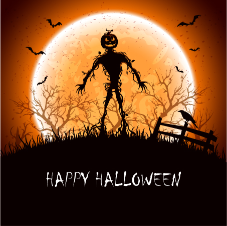Halloween night with monster vector material