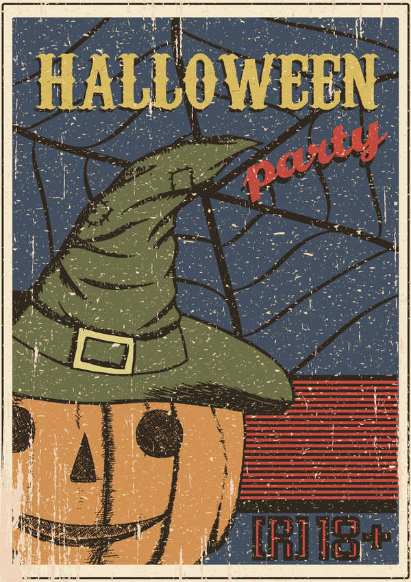 Halloween party grunge styles poster vector 04