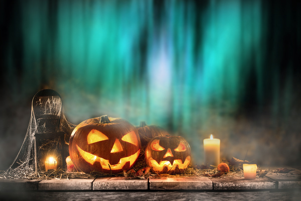 Halloween pumpkin on old wooden table HD picture 01