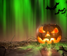 Halloween pumpkin on old wooden table HD picture 02