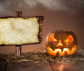 Halloween pumpkin on old wooden table HD picture 05