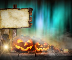 Halloween pumpkin on old wooden table HD picture 06