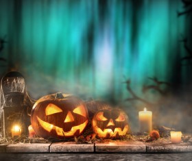 Halloween pumpkin on old wooden table HD picture 07