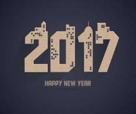 Happy New Year 2017 with dark background vector