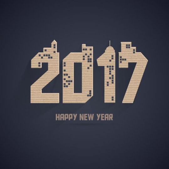 Happy New Year 2017 with dark background vector