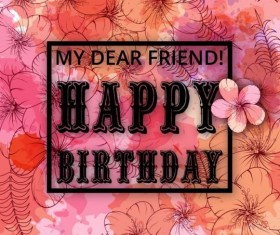 Happy birthday with doodles vector material 03