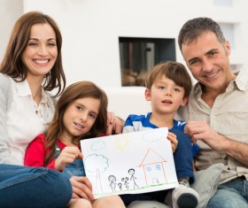Happy families and children painting