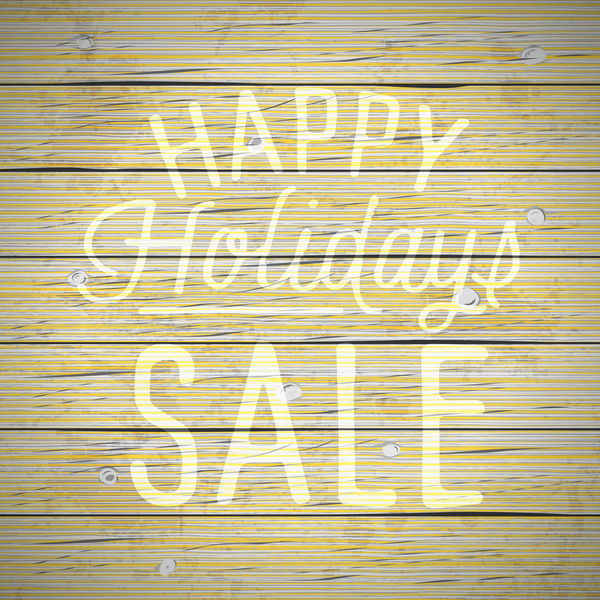 Happy holiday sale with wooden background vector
