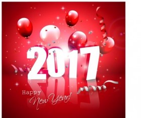 Happy new year 2017 red styles vector material
