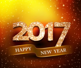 Happy new year banner with 2017 shiny background vector