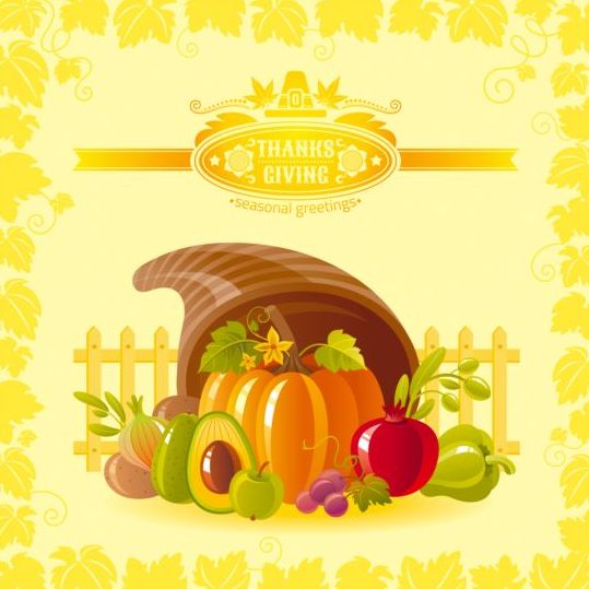 Happy thanksgiving day seasonal greetings cards vector 01