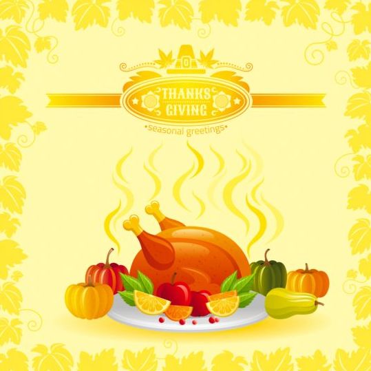 Happy thanksgiving day seasonal greetings cards vector 04