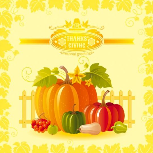 Happy thanksgiving day seasonal greetings cards vector 05