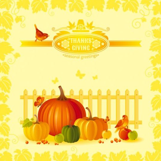 Happy thanksgiving day seasonal greetings cards vector 06