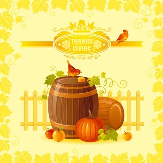 Happy thanksgiving day seasonal greetings cards vector 07