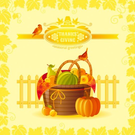 Happy thanksgiving day seasonal greetings cards vector 08