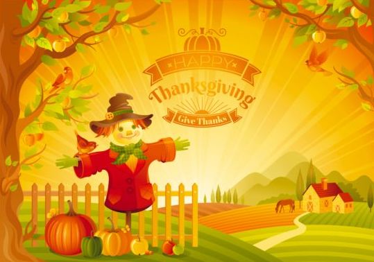 Happy thanksgiving day seasonal greetings cards vector 15