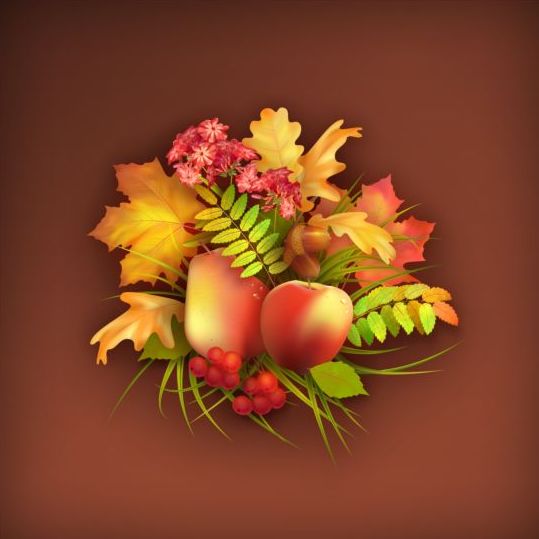 Harvest season with brown background vectors 08