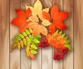 Harvest season with wooden background vector