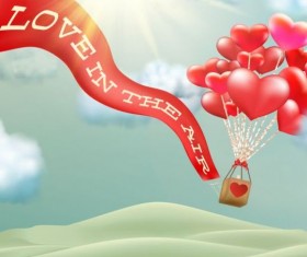 Heart balloon with love banner vector