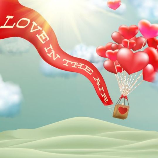 Heart balloon with love banner vector