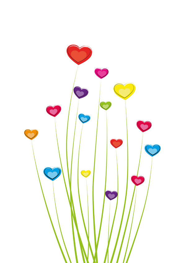 Heart grass valentine illustration vector 06