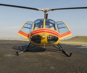 Helicopters to be serviced at the apron Stock Photo